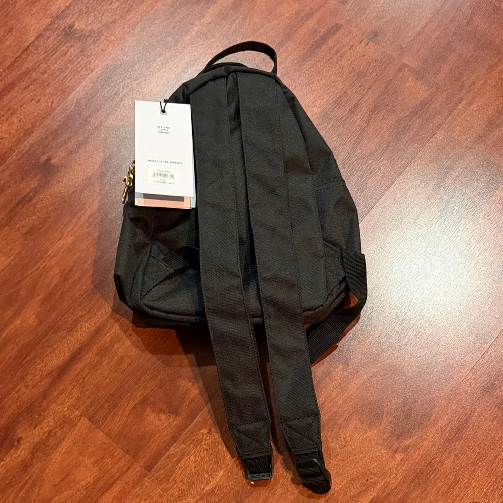 NWT Herschel Supply Company Black Backpack with Gold Zippers